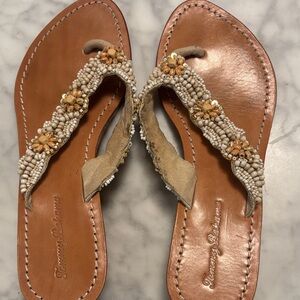 Tommy Bahama Women's Floral Beaded Brown Sandals